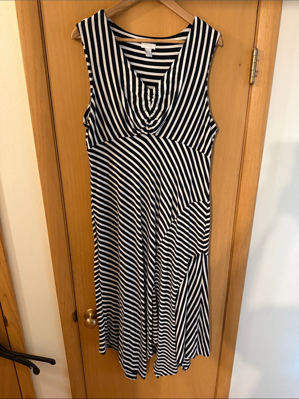 Chico’s Women’s Striped Sleeveless Stretch Maxi Dress Black White Size XL (3)